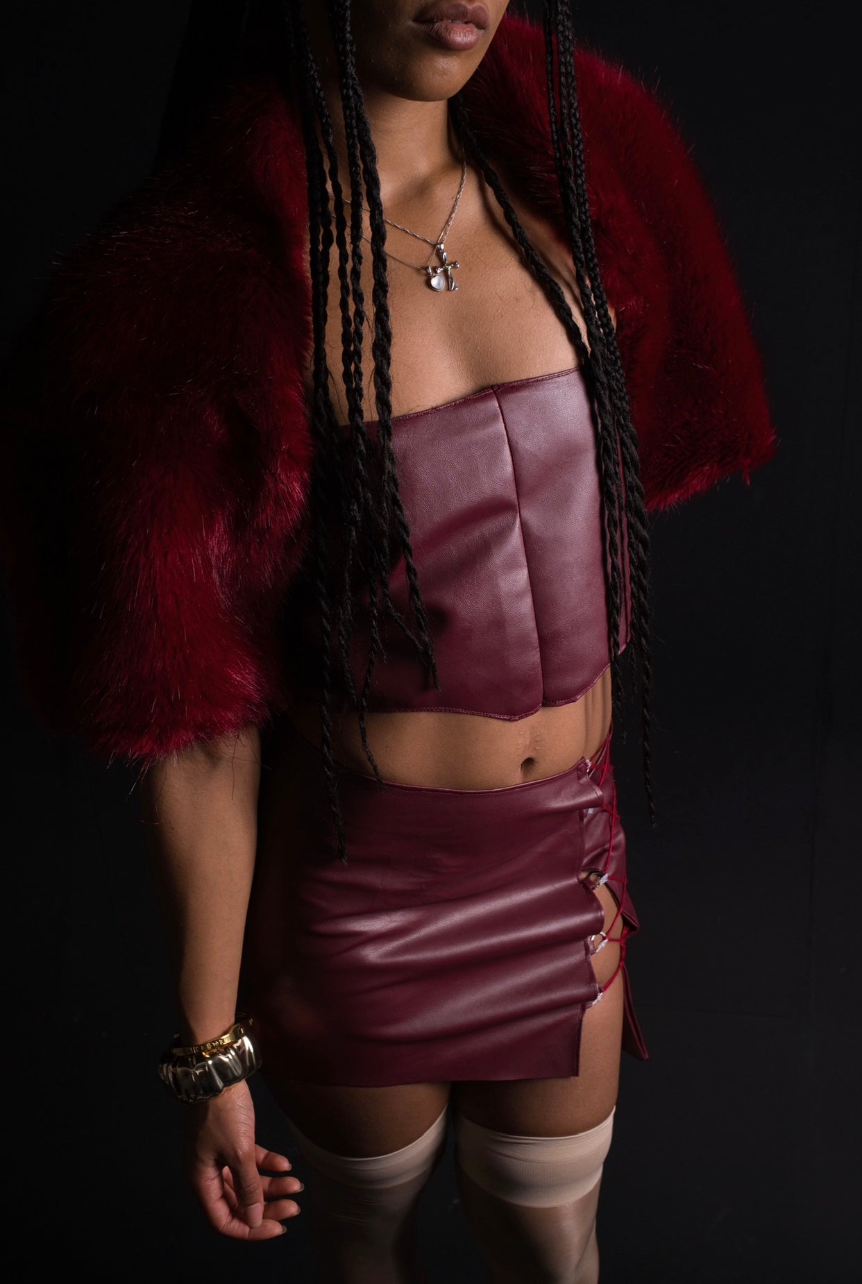 MAHOGANY LEATHER CORSET TOP