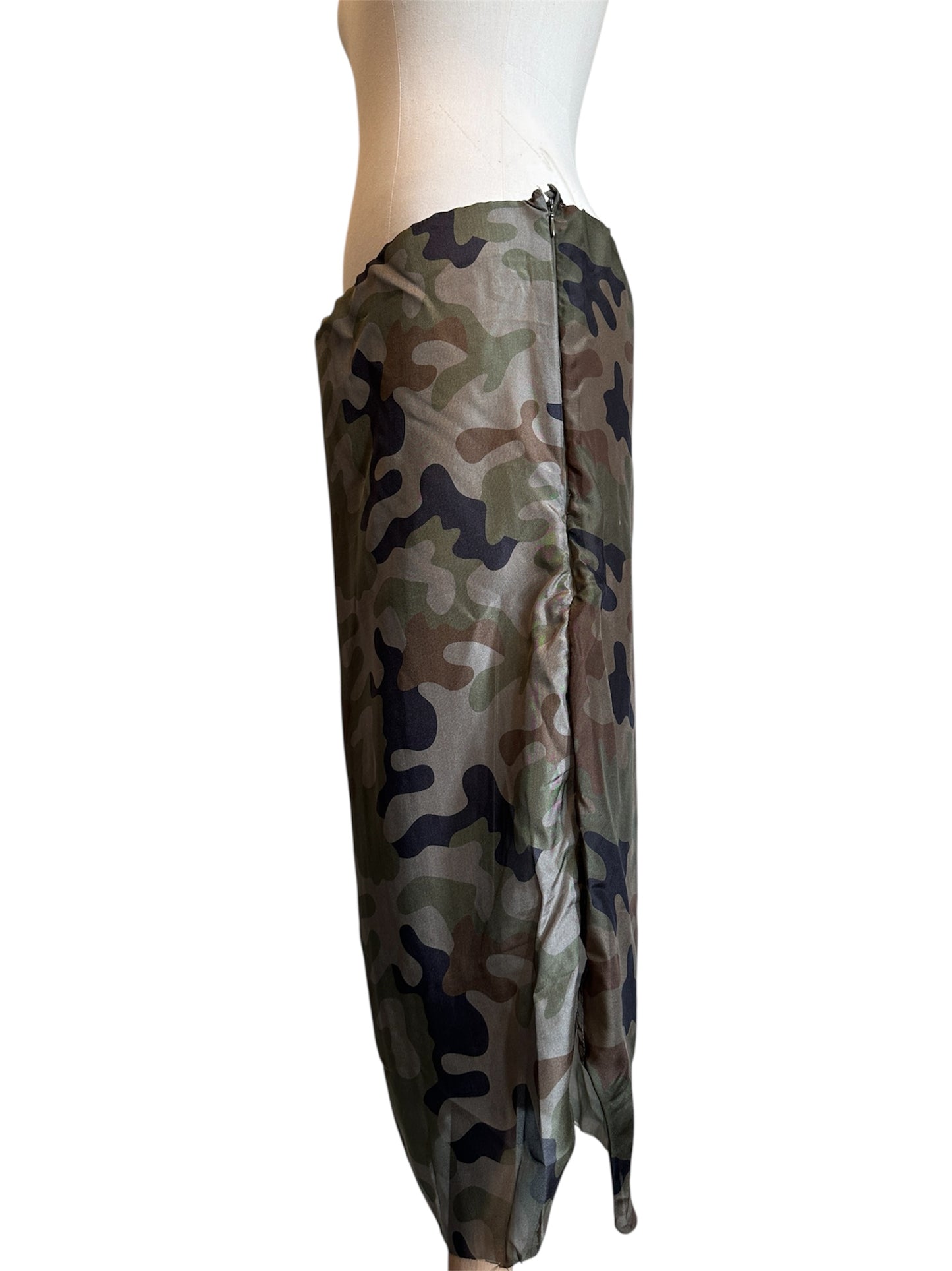 SATIN CAMO DRIES VAN NOTEN MIDI SKIRT