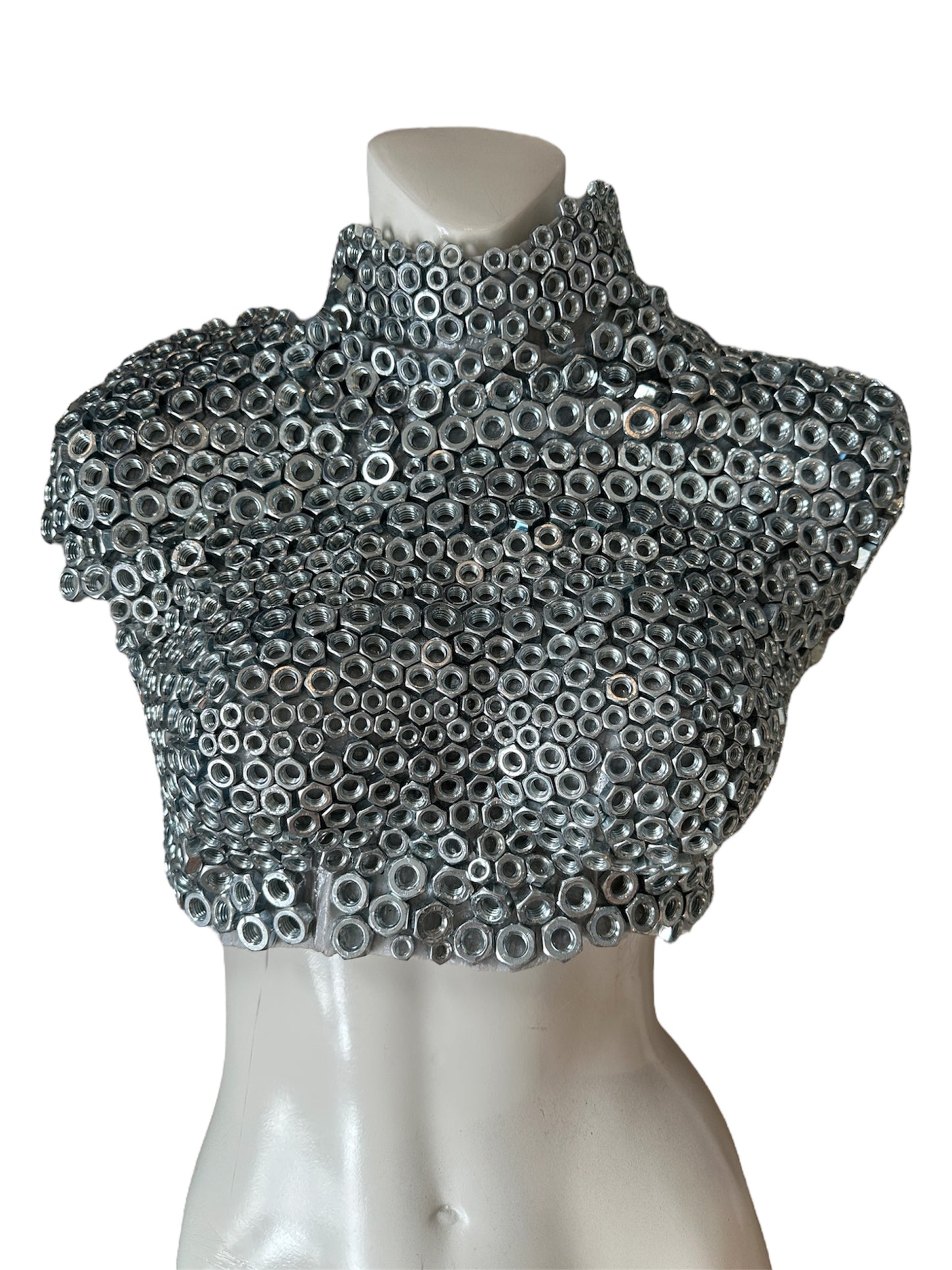 SILVER HEX SCREW CORSETRY COUTURE TOP