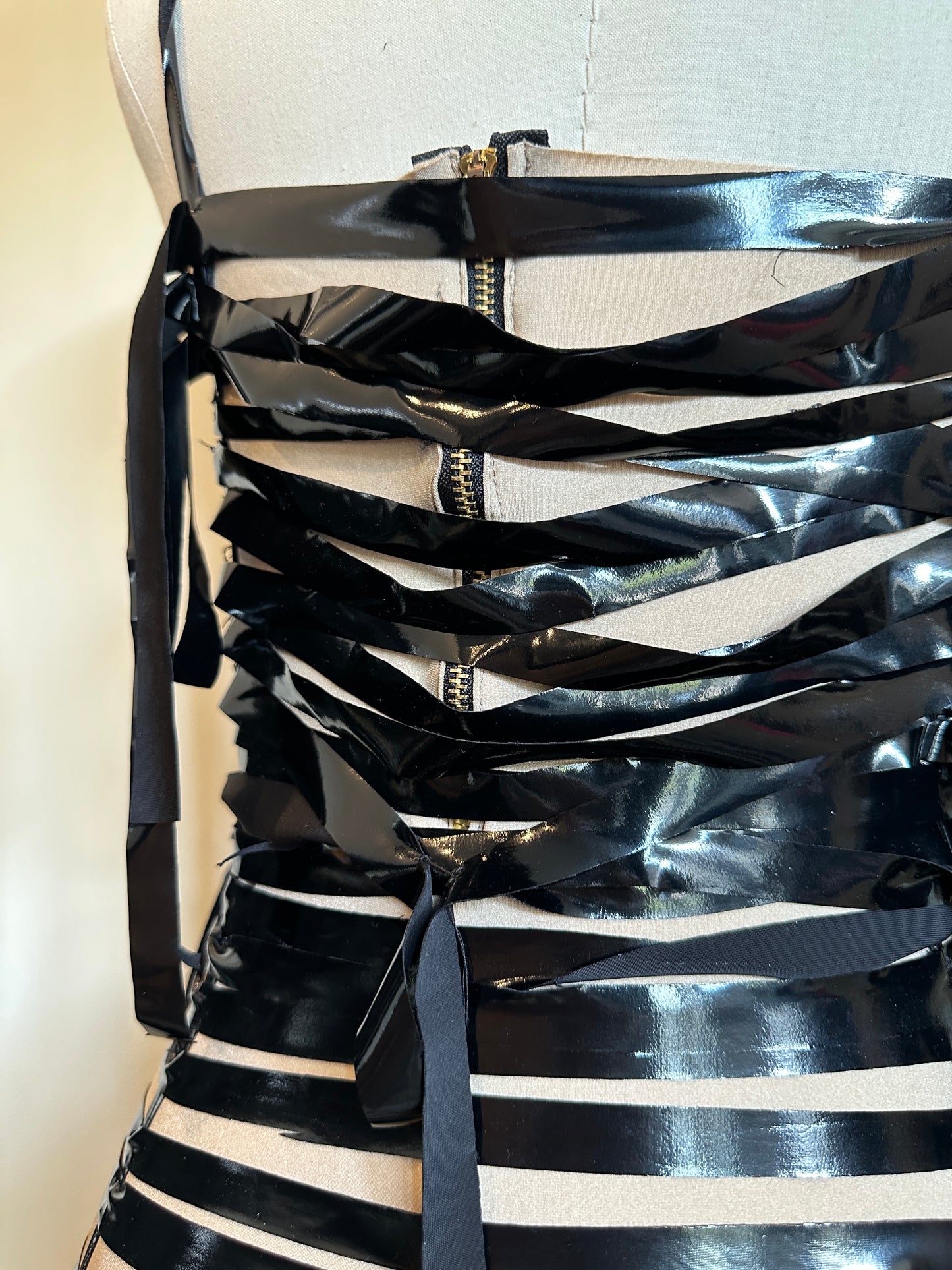 PATENT GLOSSED COUTURE STRAP DRESS