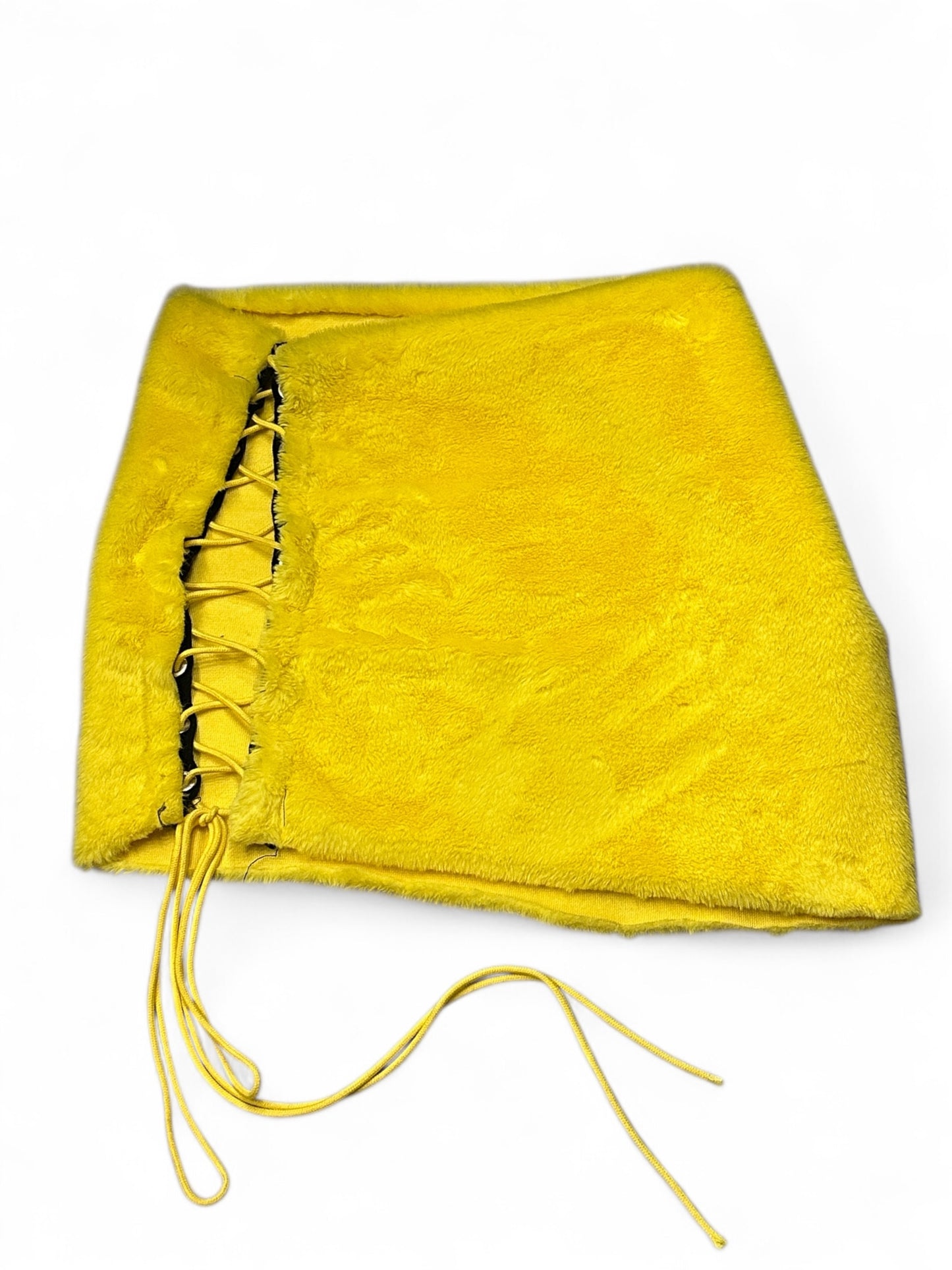 1of1 FAUX-FUR YELLOW STRING SKIRT