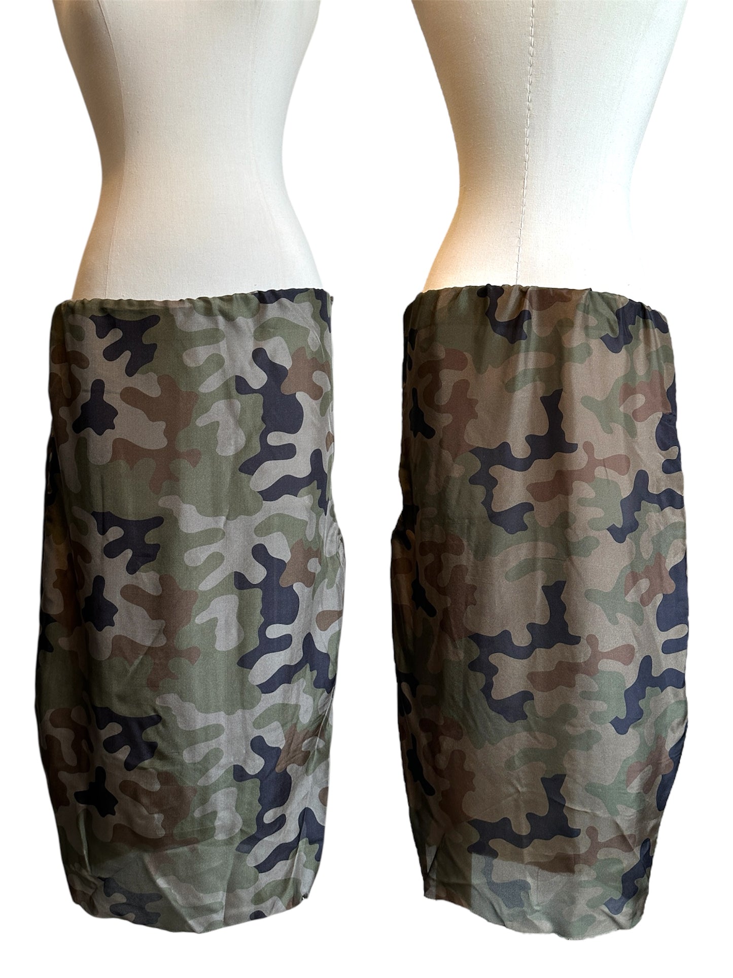 SATIN CAMO DRIES VAN NOTEN MIDI SKIRT