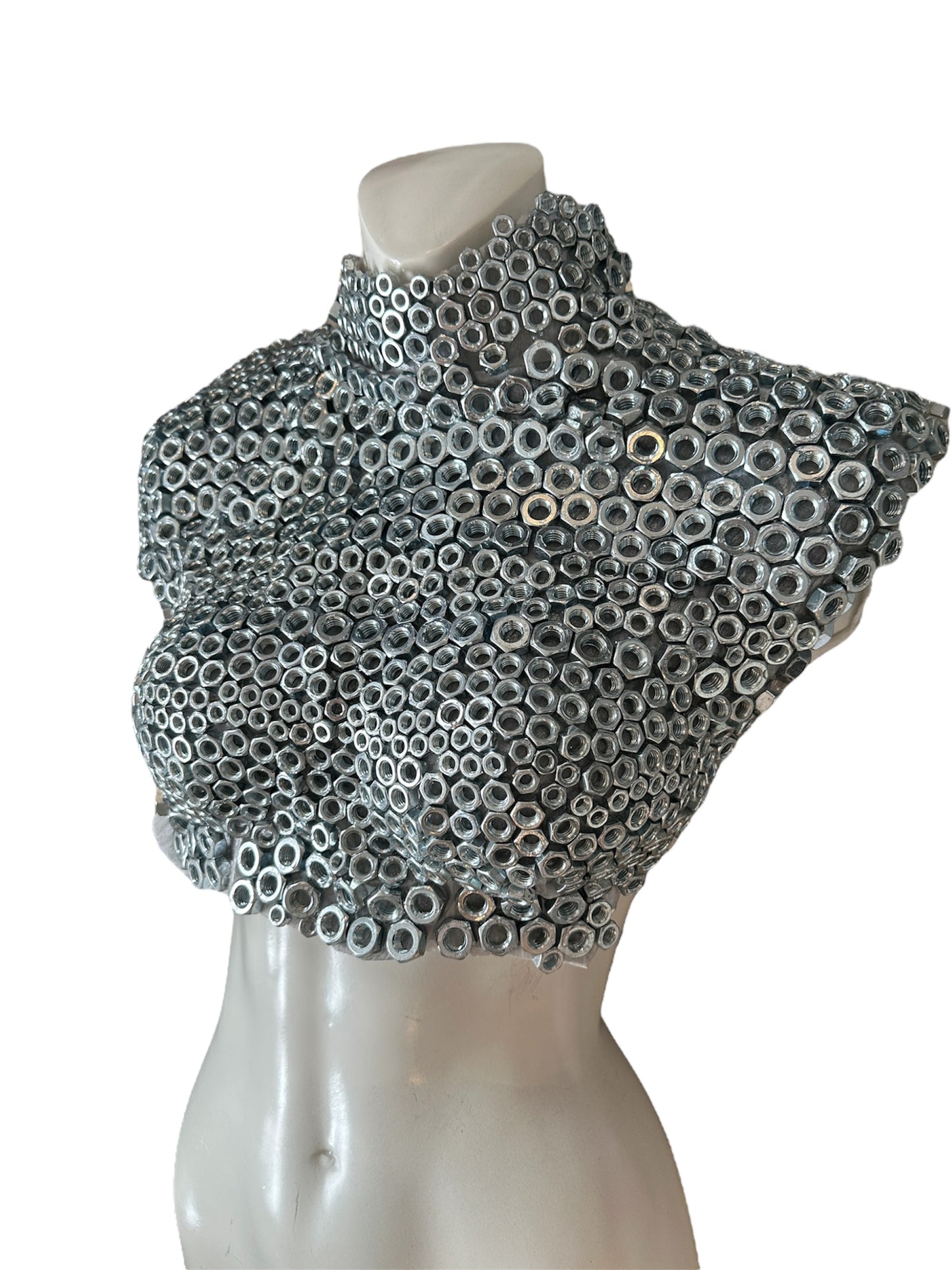 SILVER HEX SCREW CORSETRY COUTURE TOP