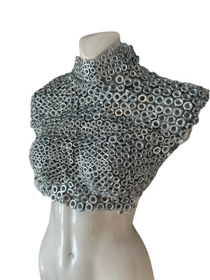 SILVER HEX SCREW CORSETRY COUTURE TOP