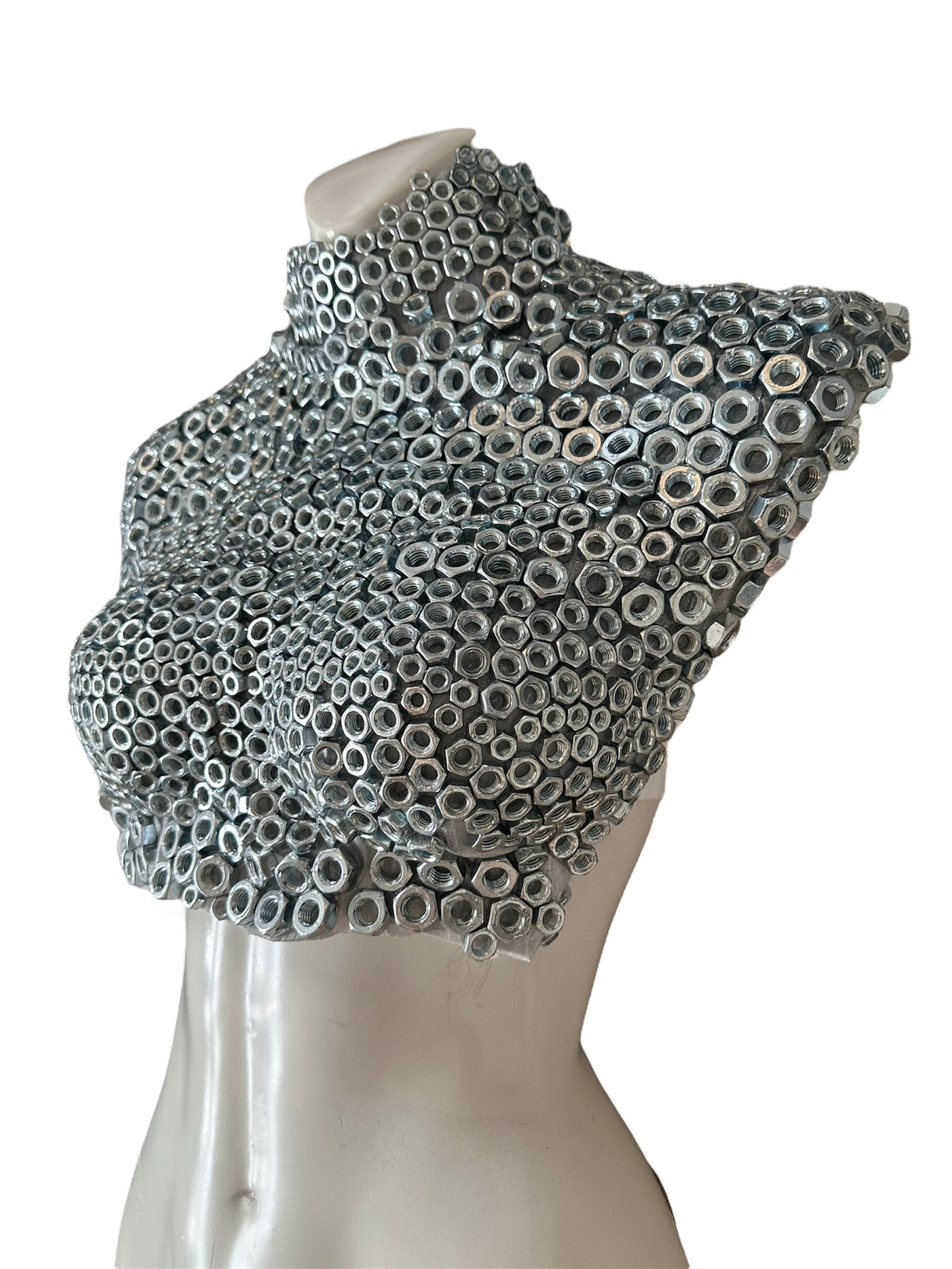 SILVER HEX SCREW CORSETRY COUTURE TOP